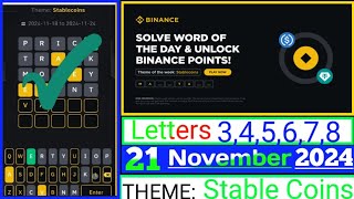 Binance Word of the Day Answer Today 21 November 20245 Letter Binance Word of the Day Answer [upl. by Proffitt]