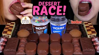 ASMR LEFTOVER DESSERT RACE MampMS amp OREO DESSERT CUPS TICO ICE CREAM MINI KINDER EGGS FERRERO 먹방 [upl. by Ennaxor]