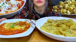 ASMR EATING LASAGNA  TORTELLINI PASTA MUKBANG [upl. by Odlabso]