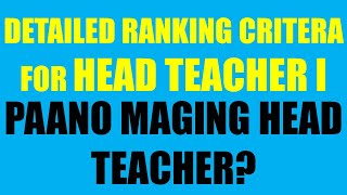 RANKING CRITERIA FOR HEAD TEACHER I POSITION  LIST OF DOCUMENTS FOR HEAD TEACHER I RANKING [upl. by Ivy]