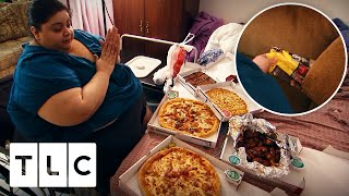 633 Lb Woman Reveals Her Food Hiding Spots  My 600Lb Life [upl. by Elleinahc]