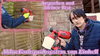 Einhell AkkuFarbsprühsystem TCSY 1860  Auspacken und kleiner Test [upl. by Ynelram]