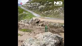 Peak of Austrias Fluchthorn mountain collapses in massive mudslide shorts nocomment [upl. by Oletha]