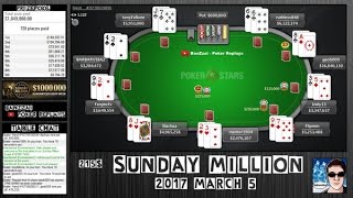 SUNDAY MILLION 2017 March 5 Cards Up  Final Table Replay  Pokerstarscom [upl. by Yrallam]