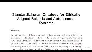 Standardizing an Ontology for Ethically Aligned Robotic and Autonomous Systems [upl. by Osgood317]