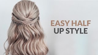 Half Up Hairstyle Fishtail Braid Tutorial [upl. by Elockcin]