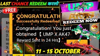 FREE FIRE REDEEM CODE TODAY 12 OCTOBER REDEEM CODE FREE FIRE  FF REDEEM CODE TODAY 12 OCTOBER [upl. by Eserahs]