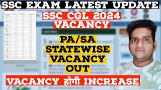 SSC CGL 2024 Vacancy  PaSa Statewise Vacancy Update 🔥 [upl. by Attelrahc]