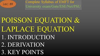 EMFT  Lec 89  Introduction to Poisson Equation Laplace Equation amp Derivation  R K Classes [upl. by Monroy298]