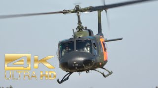 4K Bell UH1D Iroquois 7089 Luftwaffe German Air Force flypast and landing Manching Airbase ETSI [upl. by Naegem830]