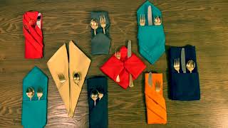 9 Pocket Napkin Folds for Silverware [upl. by Aicyle63]