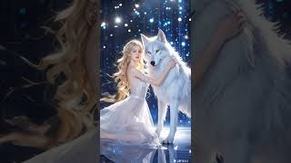 A woman performs a fusion with theSiberian White Wolf on AGT americagottalent magic [upl. by Henden]