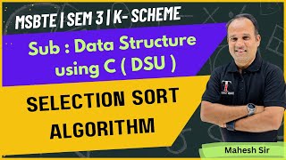 Selection Sort Algorithm in DSU  MSBTE  Toshib Tutorials [upl. by Notsyrb]