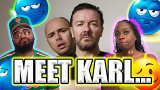 Ricky GervaisMeet Karl Pilkington REACTION HILARIOUSLY Awkward LOL [upl. by Yob]