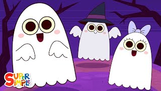 Five Little Ghosts  Halloween Song for Kids  Super Simple Songs  spooky kids rhymes [upl. by Allerus788]