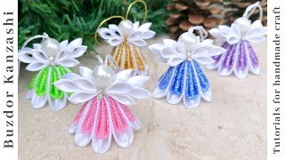 DIY kanzashi angel 04  kanzashi angyalka 04  Christmas angel ornaments [upl. by Candless]