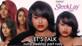 Lets Talk Synthetic BOB Wigs EP 1  Outre Synthetic SleekLay Part Lace Front Wig  Rudy [upl. by Oidale219]