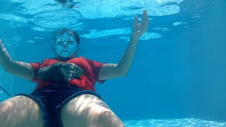 Full scene pool underwater 17 summer diving swimming hold breath funny mirror mask [upl. by Noremac34]