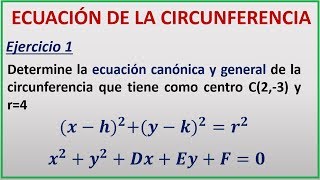 CIRCUNFERENCIA EC CANÓNICA Y GENERAL  EJERCICIO 1 [upl. by Calle]