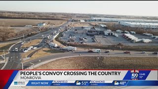 Truckers protesting pandemic mandates make stop in central Indiana [upl. by Montague]