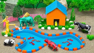 DIY how to make miniature Farm Diorama  Build a pool shower of Cows  Cattle Farm  Farm House [upl. by Ecnatsnoc]