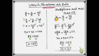 Uttryck Ekvationer amp Bråk Ma1b [upl. by Ludovick88]