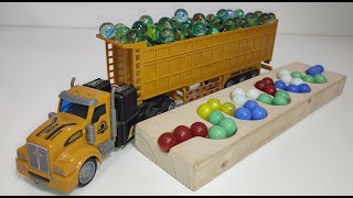 Marble Run Race ☆ HABA Slope amp Retro Makita Truck Excavator Garbage Truck Dump Truck Ambulance [upl. by Yeznil]