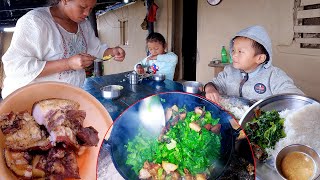 we are cooking pork mustard vegetable mix curry and rice for childrens lunch [upl. by Adnical880]