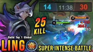 25 Kills Ling Best Build and Emblem Super Intense Battle  Build Top 1 Global Ling  MLBB [upl. by Naeerb]