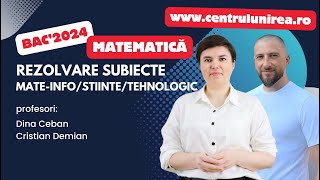 🔥 Rezolvare LIVE Bacalaureat 2024  MATEMATICĂ🔥 [upl. by Weiss539]