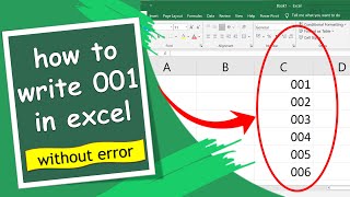 How to write 001 or 00 before 1 or any Numbers in Excel  How to Add Leading Zeros in Excel [upl. by Nynahs]