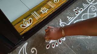 Easy border rangoli designs  Sravanamasam muggulu  Friday kolam  Lotus rangoli  Door rangoli [upl. by Niamart]