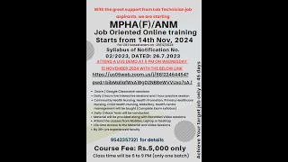 MPHA F Job Oriented training for MHSRB Telangana Exam to be held on 29122024 Demo Session [upl. by Ianaj]