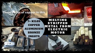 42KG Huge Motor Meltdown into Bulk Ingots Copper amp Aluminium Melting [upl. by Eiluj]