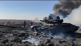 Big Explosion Occurs Russian T90A Destroyed by M1A2 ABRAMS  right on the border [upl. by Eecats]