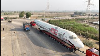 Road Transportation 150ft long aircraft MD83 from Karachi to Civil Aviation Training Institute [upl. by Sheeran]