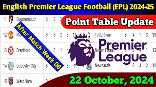 EPL Point Table 22 October 2024  Premier League Point Table Update After Match Week 08  EPL Table [upl. by Law]