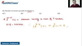 Number of isomers KCET 11th Chemistry Hydrocarbons [upl. by Araem]