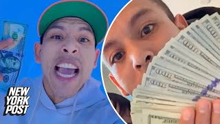 Migrant influencer Leonel Moreno waves around cash as he mocks US taxpayers who ‘work like slaves’ [upl. by Lednyk47]