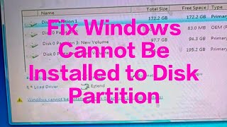 Fix  Windows  Cannot Be  Installed to  Disk 0  Partition Error GPT pc tech [upl. by Akiemahs551]