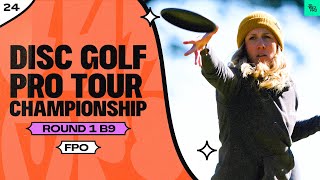 2024 Disc Golf Pro Tour Championship  FPO R1B9  Gannon Handley Tattar Scoggins  JomezPro [upl. by Ayikur]