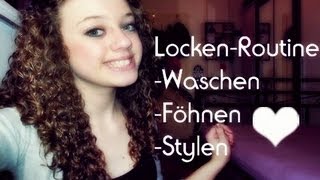 LOCKENROUTINE ♥WaschenFöhnenStylen♥ [upl. by Barthel]