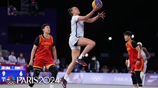 US womens 3x3 basketball team beats China again in playin game to make semis  Paris Olympics [upl. by Liew]