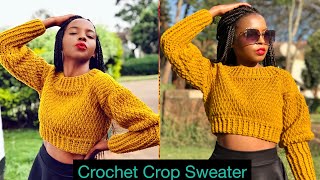 EASY Crochet Sweater Tutorial  Crochet Alpine crop sweater [upl. by Aihsek]