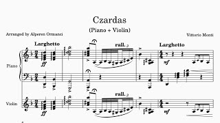 Czardas  Vittorio Monti  Piano  Violin Notes [upl. by Eniamrahs]