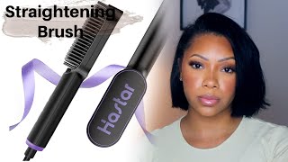 TRYING A STRAIGHTENING BRUSH ON SHORT NATURAL HAIR [upl. by Mackenie]