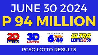 Lotto Result Today 9pm June 30 2024  PCSO Complete [upl. by Acinorev422]