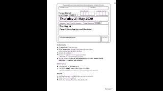 FULL MARK SCHEME  Edexcel Business Studies GCSE Paper 1 2020 May  Investigating Small Businesses [upl. by Aniarrol]