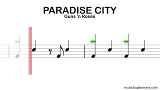 Paradise City  Guns N Roses  EASY DRUMS  Scrolling Scores [upl. by Laamaj]