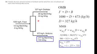 412 Distillation Mass Balance Chemical Engineering Homework Problem Solution [upl. by Noiraa]